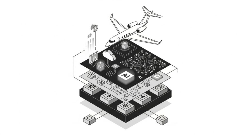 Private aviation NFTs - The next era of Access and utility 24 Illustration of future-proofing through technology integration with blockchain, AI, cloud systems, and private aviation