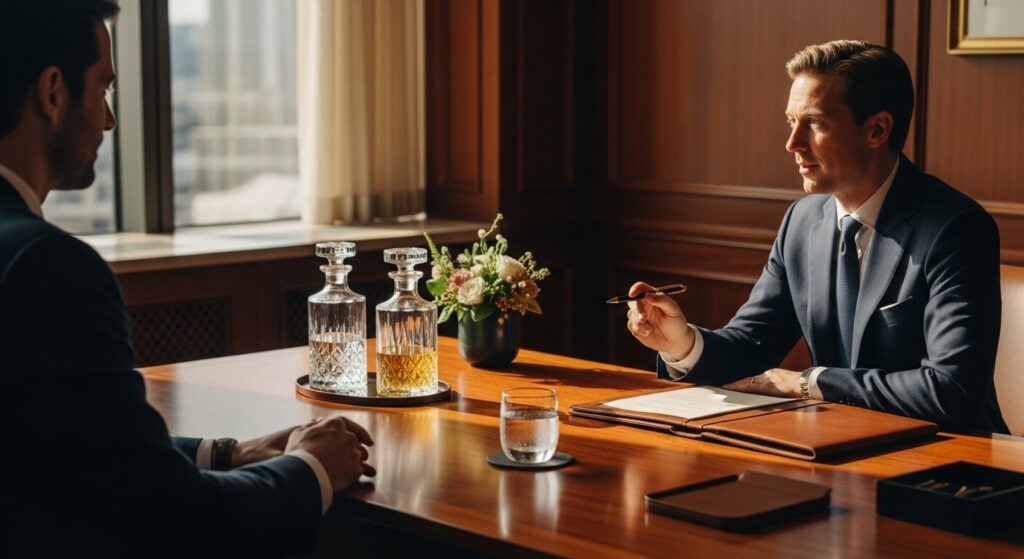 Luxury Travel Advisor Cost: 7 Shocking Real Client Bills ($50K-$500K Revealed) 23 luxury travel advisor fees consultation meeting with high net worth client