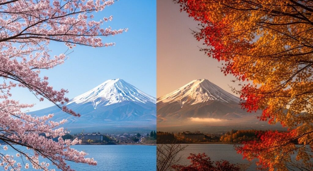 Private Jet to Japan: Ultimate 2025 Travel Guide 25 Japan private aviation seasonal guide showing cherry blossoms and fall colors