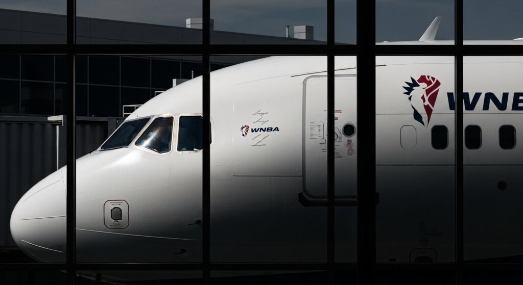 WNBA private jets 2025 Delta Air Lines aircraft with team logos