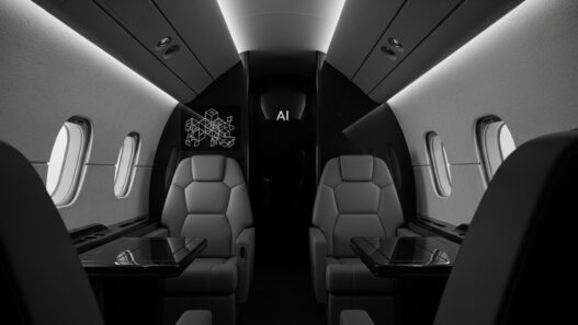 AI concierge private jets featuring precision technology interface in ultra-luxury cabin environment