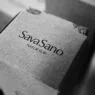 SavaSano "Natur Pur" product packaging in minimalist black and white photography, showing premium Swiss cosmetic branding