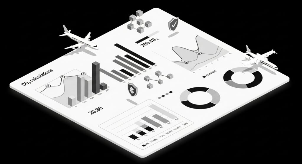 blockchain CO2 offset certificate calculation private jet emissions tracking


