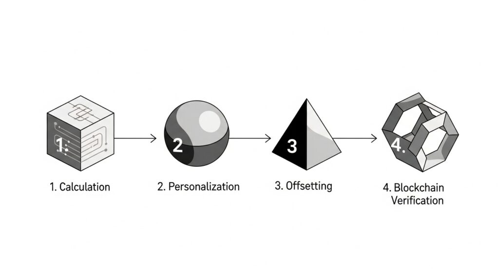 blockchain CO2 offset certificate PrivateCharterX four step verification process