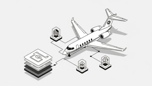 PrivateCharterX is live with a revolutionary blockchain platform for luxury travel, showing private jet and digital network connections