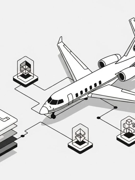 PrivateCharterX is live with a revolutionary blockchain platform for luxury travel, showing private jet and digital network connections