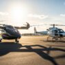 eVTOL vs helicopter side by side comparison on airport tarmac 2025