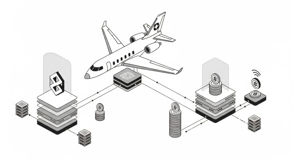 PrivateCharterX blockchain technology powering private aviation services, NFTs, and memberships through network layers and digital tokens