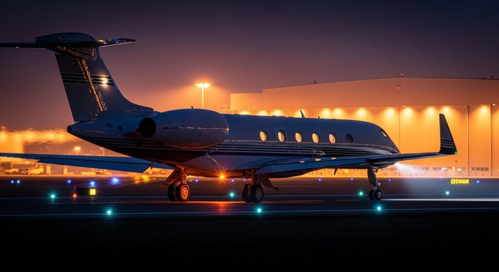 Private jet taxiing toward runway at night with cinematic lighting and reflections.NetJets vs VistaJet vs Wheels Up: Ultimate 2025 Cost Guide