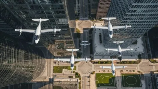 Urban air mobility market 2025 growth showing $4.54 billion to $97.4 billion expansion visualization