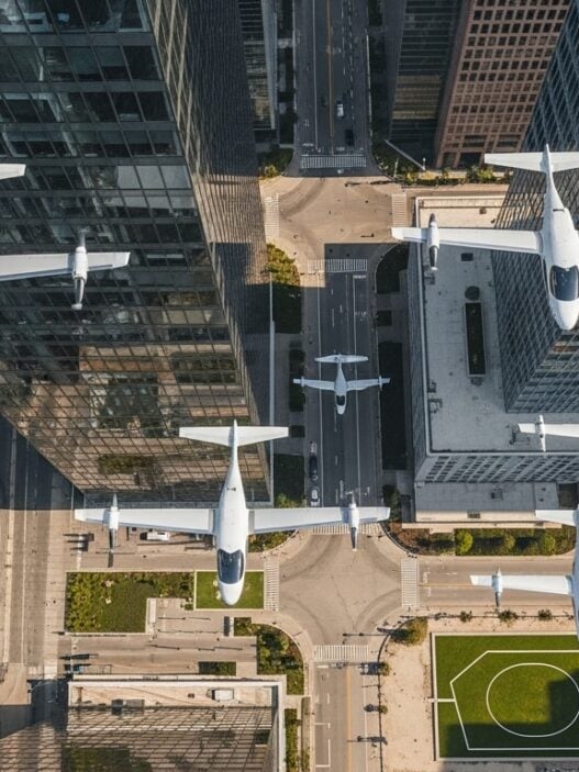 Urban air mobility market 2025 growth showing $4.54 billion to $97.4 billion expansion visualization