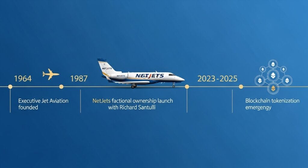 Fractional Jet Ownership vs Tokenization: 7 Game-Changing Differences Since 1987 21 Private aviation evolution timeline from 1964 to 2025 showing fractional jet ownership vs tokenization milestones