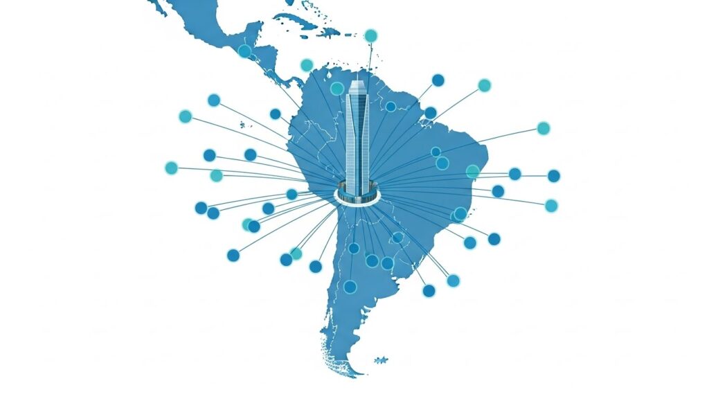 Latin America institutional blockchain finance network abstract visualization