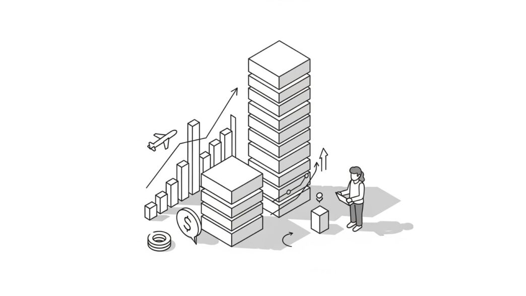 Business growth with data visualization elements