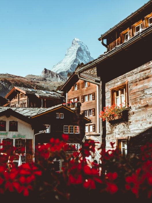 Zermatt Switzerland Matterhorn mountain view car-free village luxury ski resort Alps