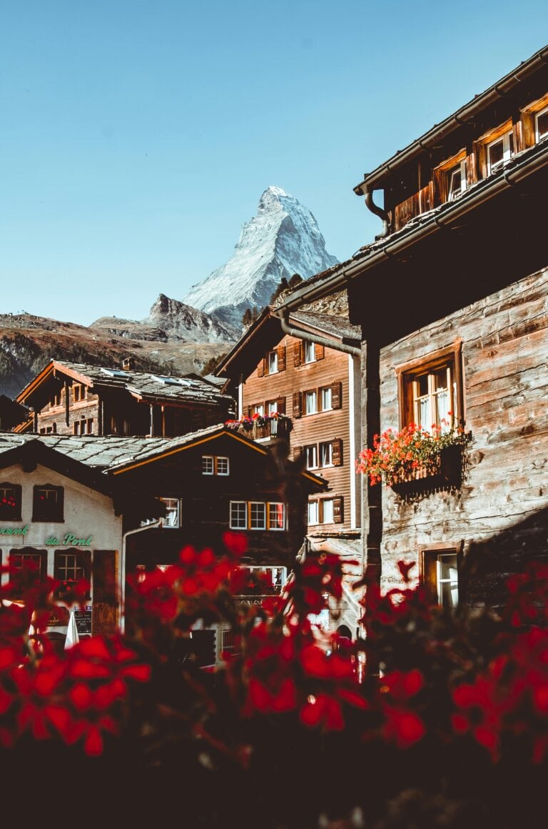Zermatt Switzerland Matterhorn mountain view car-free village luxury ski resort Alps