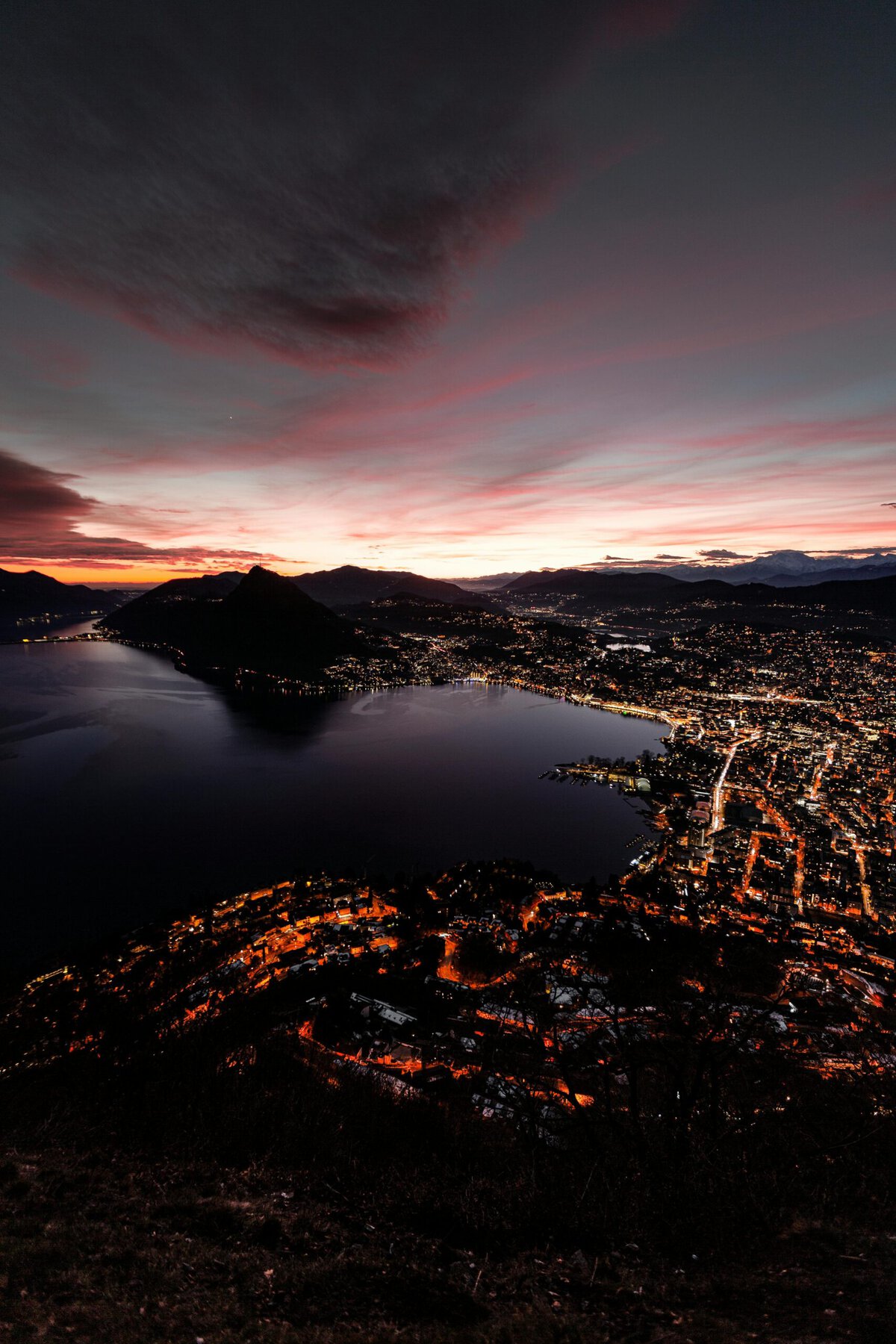 Lugano Switzerland Lake Lugano panorama Italian Swiss city Mediterranean climate Alps