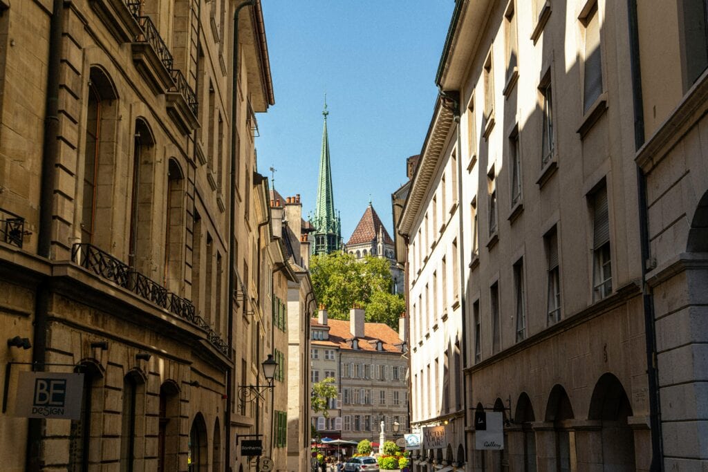 Charming Street View in Geneva's Historic Old Town