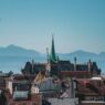 Lausanne Switzerland Lake Geneva panorama Olympic capital cathedral Gothic architecture Alps